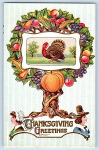 Pleasant Grove CA Postcard Thanksgiving Greetings Fruits Tree Turkey Embossed