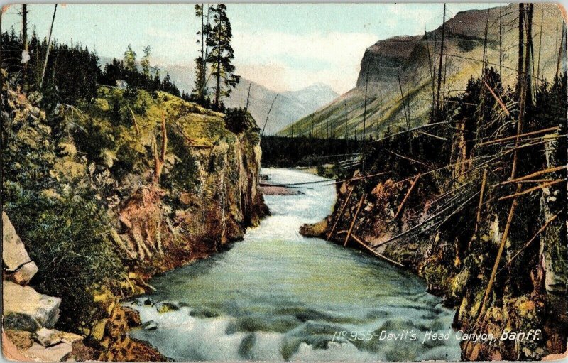 Devils Head Canyon Banff Antique Divided Back Postcard Unused Unposted Vintage 