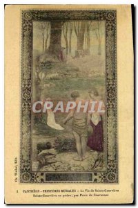 Old Postcard Pantheon Murals Life of St. Genevieve (map canvas)