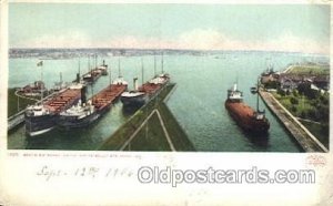The Locks Sault STE. Marie. Mich, USA Steamer, Steamers, Ship 1906 crease wit...