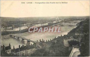 Old Postcard Lyon Perspective Bridges over the Rhone