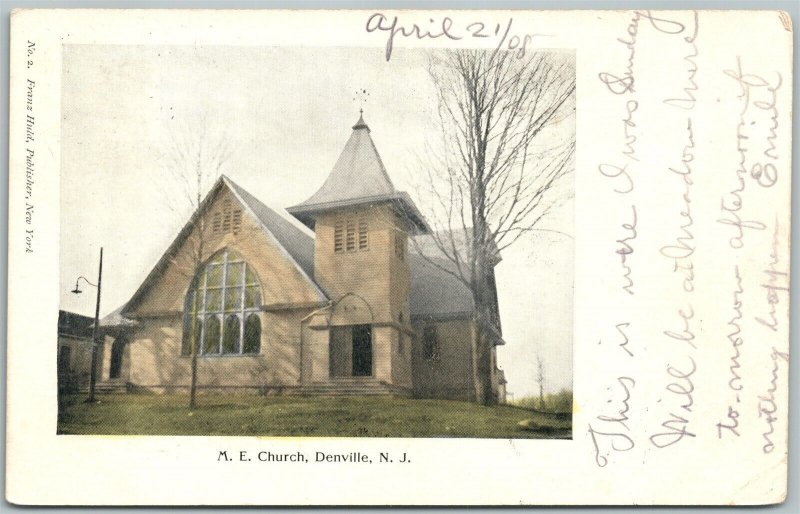 DENVILLE NJ M.E. CHURCH 1908 UNDIVIDED ANTIQUE POSTCARD