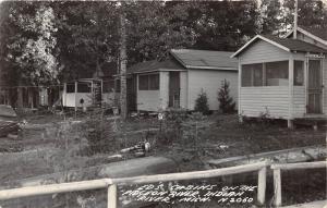 C94/ Indian River Michigan Photo RPPC Postcard c40s Ed's Cabins Pidgeon River