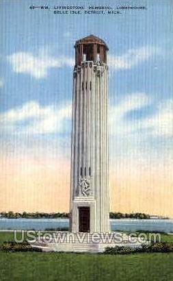 Livingstone Memorial Lighthouse Detroit MI Writing On Back