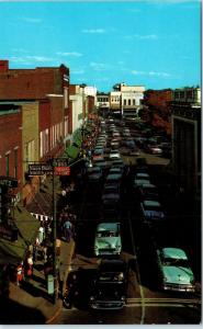 HICKORY, NC North Carolina     STREET  SCENE  c1950  Cars Postcard