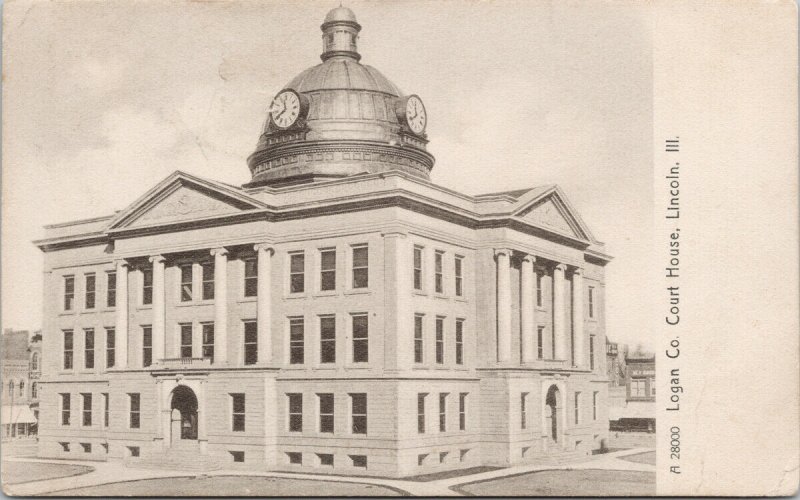 Lincoln IL Logan County Court House c1911 Clay City Rotograph Postcard F24