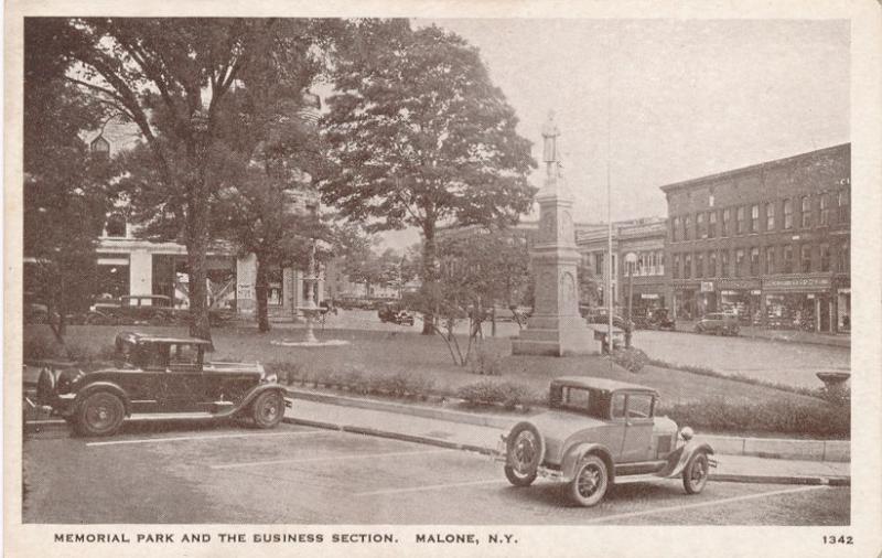 Memorial Park and Business Section of Malone NY, New York - WB