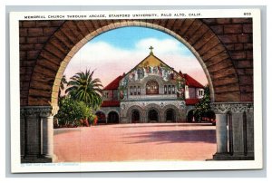 Vintage 1940's Postcard Memorial Church Stanford University Palo Alto California