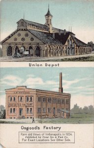 J77/ Indianapolis Indiana Postcard c1910 Osgood Union Railroad Depot 374
