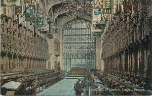 Postcard England Windsor St George's Chapel interior aspect Choir East view