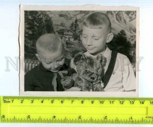 254195 Russia USSR children w/ TEDDY BEAR OLD photo
