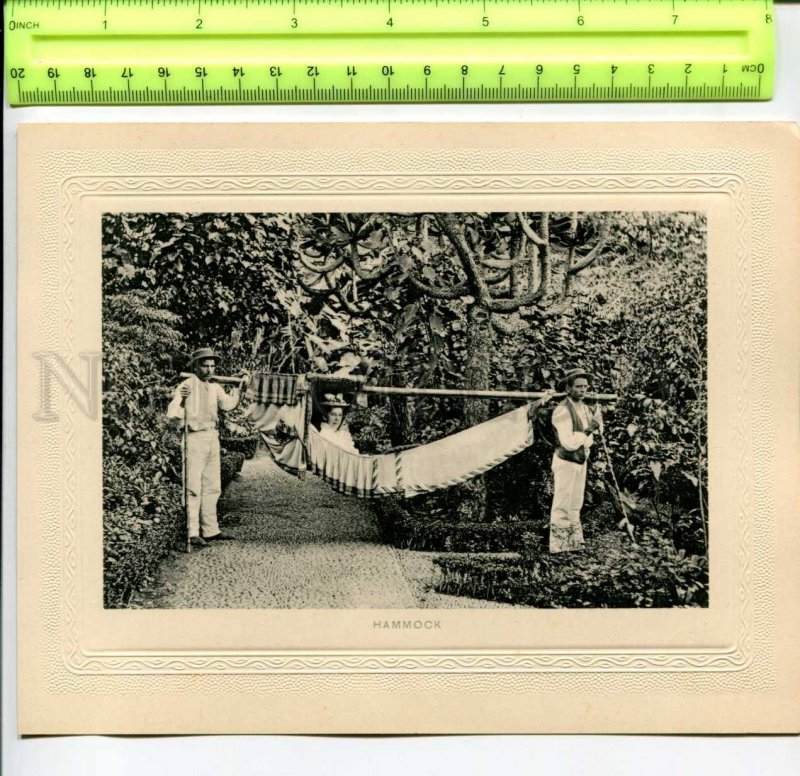 425307 PORTUGAL MADEIRA Carrying tourists in a hammock Vintage Embossed POSTER