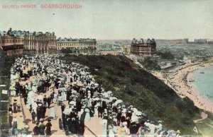 Scarborough Church Parade Edwardian Postcard J.D. Kromo Series F&B