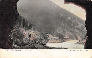 Four Tunnels on CPR Railway Rock Mountains Canada 1907 postcard