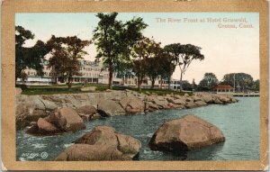 Groton CT River Front at Hotel Griswold Bardol 1910 Noank CT Cancel Postcard E82