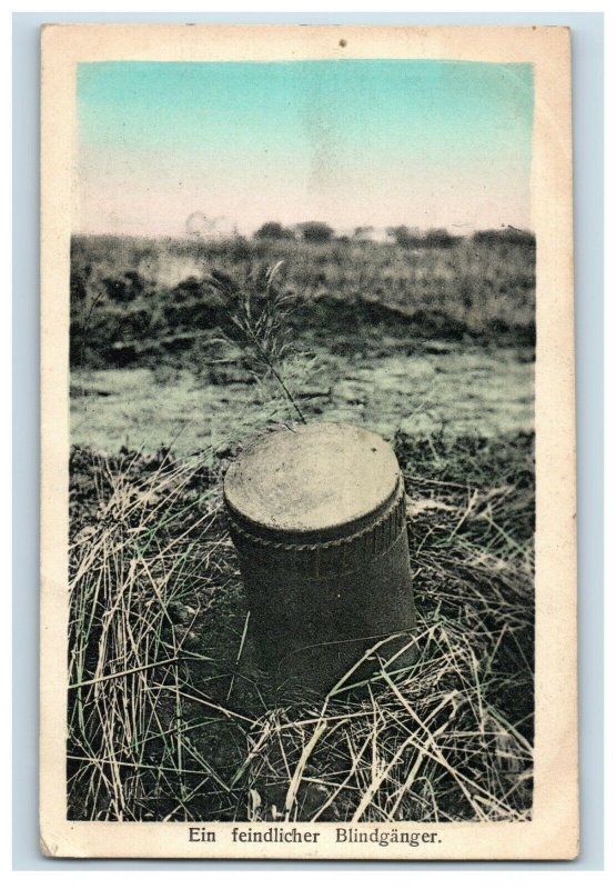 1914-18 WWI German Ein Feindlicher Blindganger Landmine Vintage Postcard P20 