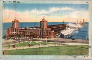 Navy Pier Chicago Illinois Postcard Posted 1944