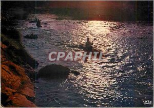 Modern Postcard Gorges of Ardeche at Sunset Canoe