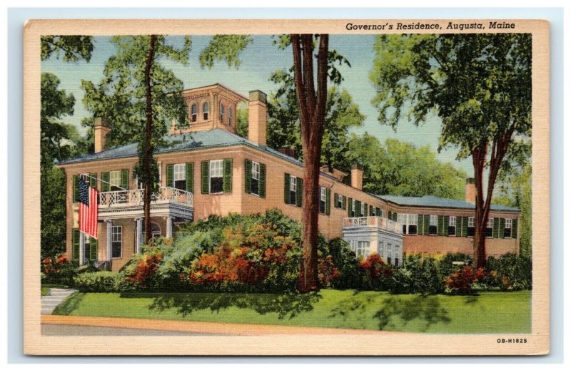 Postcard Governor's Residence, Augusta ME G45