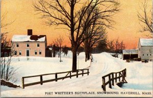 Haverhill Massachusetts Poet Whittiers Birthplace Snowbound DB Postcard 