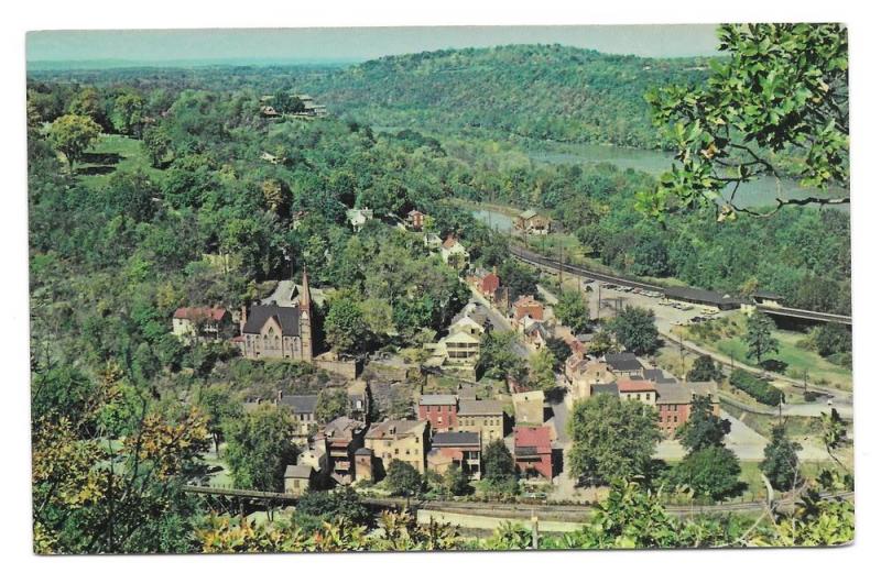 Harpers Ferry WV Aerial View Shenandoah Vtg Postcard