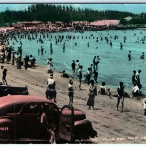 c1950s Playa Villa del Mar, Veracruz, Mexico RPPC Beach Lake Real Photo PC A138