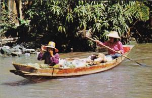 Thailand Bangkok Thai Boat Vendors Selling Fruits and Vegetables