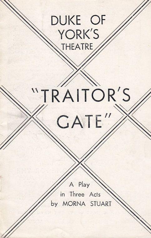 Traitors Gate Chelsea Tower Of London Play Basil Sydney Old Theatre Programme