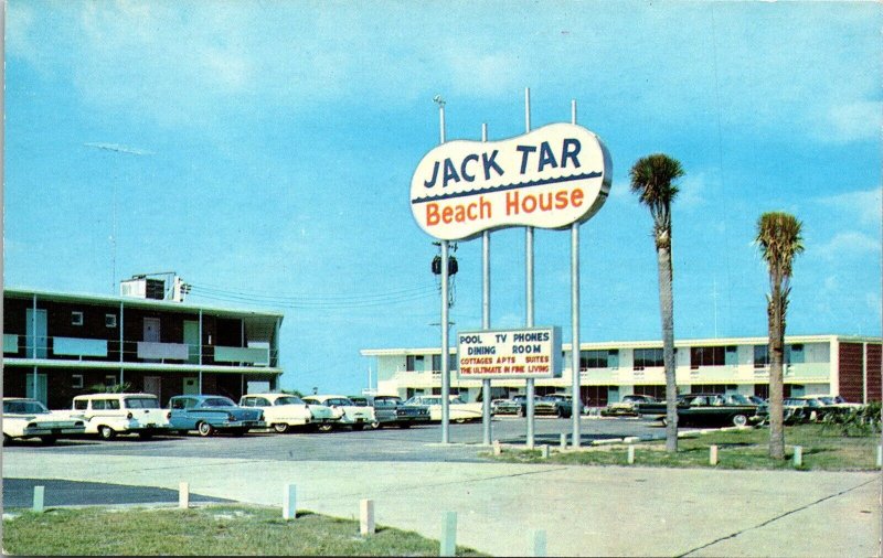 Jack Tar Beach House Streetview Destin Florida Old Cars Chrome Postcard 