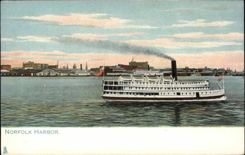 Tuck Norfolk Harbor Virginia VA Steamer Steamship c1910 Vintage Postcard