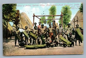 IGORROTE VILLAGE NATIVES ALASKA YUKON PACIFIC EXPO SEATTLE WA ANTIQUE POSTCARD