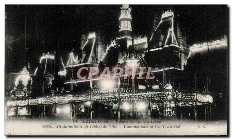 Paris 4 1919 - Fetes de la Victoire - Illuminations City Hotel - Old Postcard