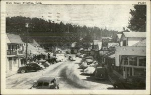 Crestline CA Main St. Cars c1940 Postcard