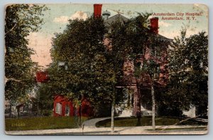 Amsterdam City Hospital  Amsterdam  New York   Postcard  1922