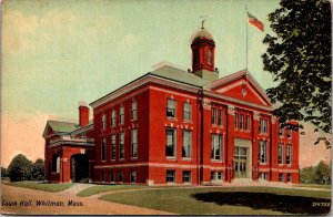 View of Town Hall, Whitman MA Vintage Postcard S44