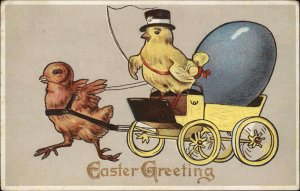 Easter Fantasy Chick Driving Stage Coach c1910 Vintage Postcard