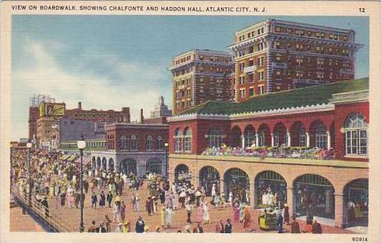 New Jersey Atlantic City View On Boardwalk Showing Chalfonte And Haddon Hall