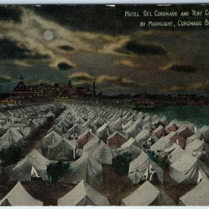 c1910s Coronado Beach, CA Hotel Del Coronado Tent City Postcard Cal Cali A169