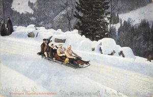 Wintersport Engelberg Bobsleighfahrt Switzerland 1910 Helvetia Vintage Postcard