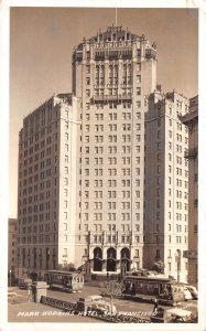 San Francisco California 1940s RPPC Real Photo Postcard Mark Hopkins Hotel Cars