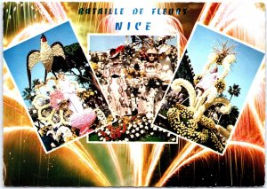 VINTAGE POSTCARD CONTINENTAL SIZE BATTLE OF THE FLOWERS CARNIVAL NICE FRANCE (B)