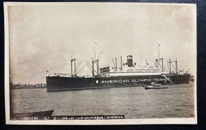 Mint USA Real Picture Postcard SS President Roosevelt American Olympic Team