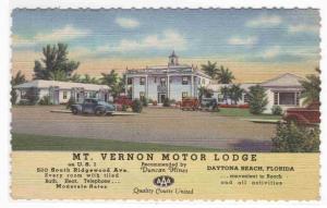 Mt Vernon Motor Lodge Daytona Beach FL linen postcard