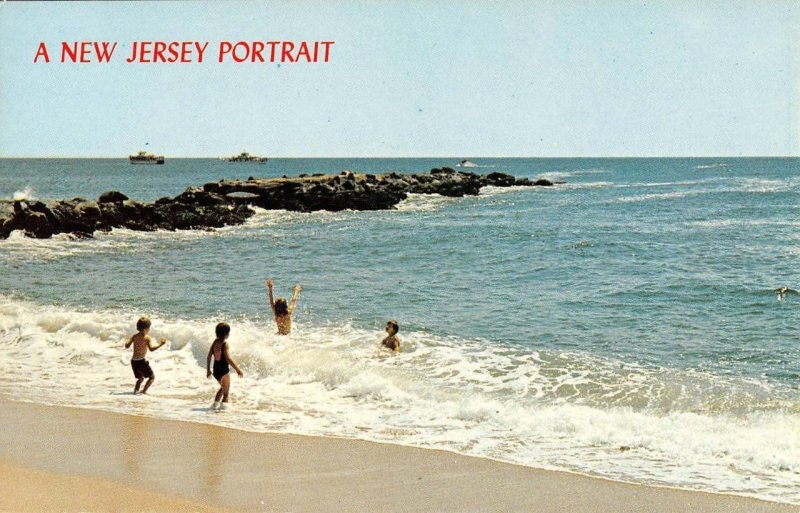 New Jersey Shore SPRING LAKE, NJ Children on Beach 1976 Chrome Vintage Postcard