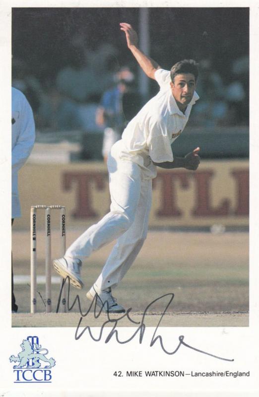 Mike Watkinson Lancashire Classic Cricket Club Hand Signed Card Photo Postcard