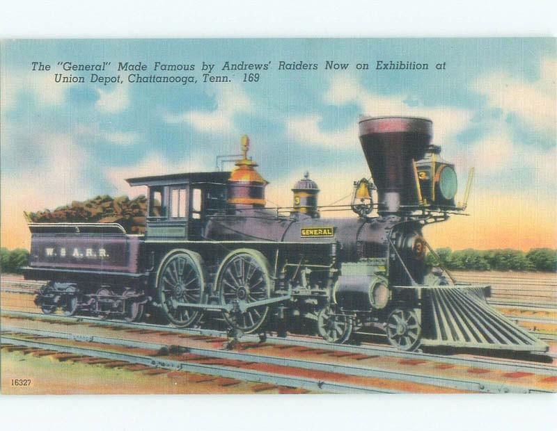 Linen Famous General Train Civil War Buster Keaton Film Chattanooga Tn E6138 United States Tennessee Other Postcard Hippostcard