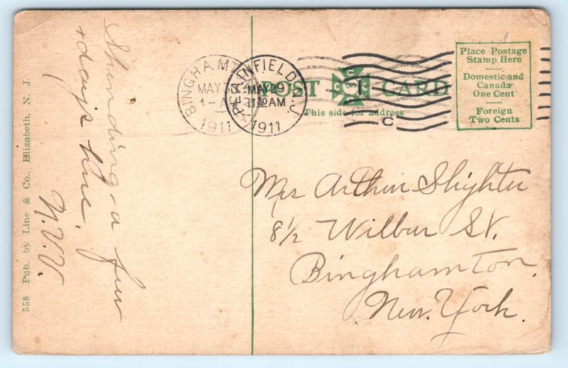 Plainfield NJ Front Street Birds Eye View Postcard