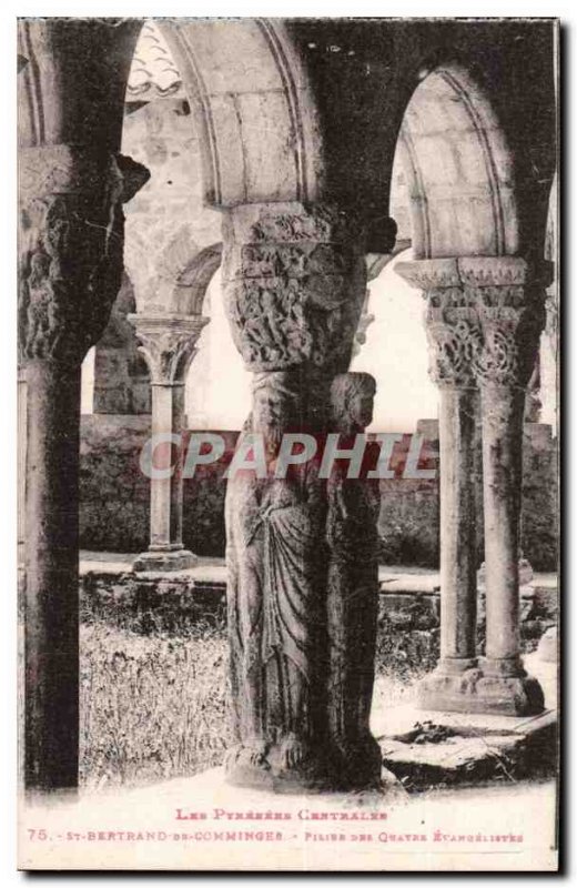 St Bertrand de Comminges Old Postcard Pillar of the four Evangelists