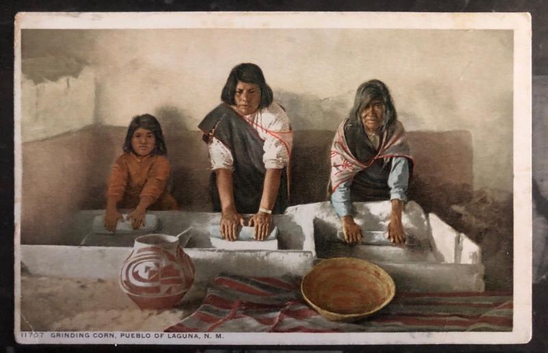 Mint USA PPC Picture Postcard Native Am Indian Grinding Corn Pueblo Of Laguna NM