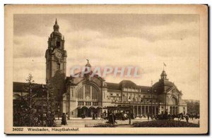 Old Postcard Wiesbaden Hauptbahnhof